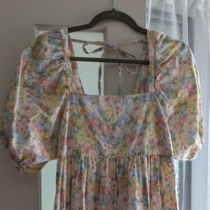 Floral cotton linen dress